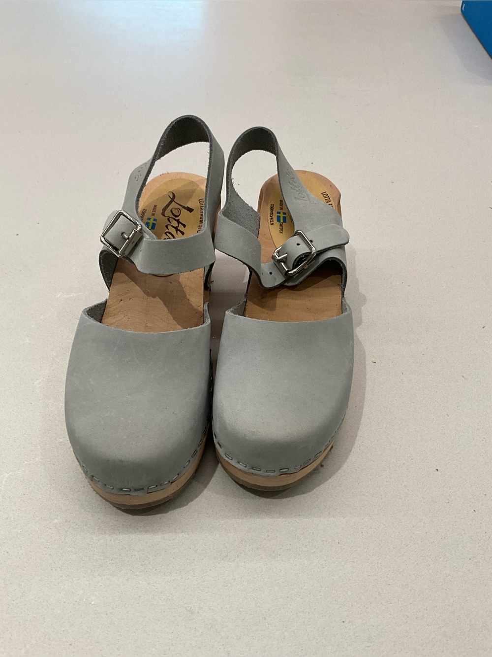 Lotta From Stockholm Light blue Leather Slingback Clogs